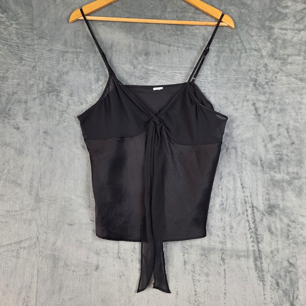 Womens Top XL Black Fairy Grunge Whimsigoth Babydoll Y2K Coquette Dainty Cami